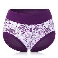 Women Comfy Soft Milk Silk Mid Waist Panties Floral Printed Breathable Hips Up Underwear