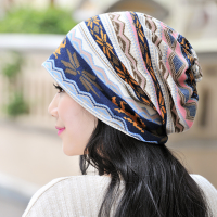 Women Cotton Print Bonnet Cap Comfortable Multi Function Neck Scarves Casual Windproof Visor Hat