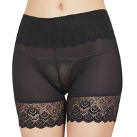 Women Cozy Lace Seamless Breathable Mid Waist Leggings Jacquard Panties