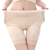 Women Cozy Seamfree Lace Trim Jacquard Elastic Breathable Boyshorts Panties