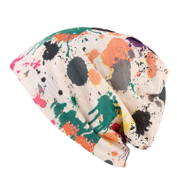 Women Double Hat Scarf Color Printing Stripe Fashion Bonnet Cap Multi Function Neck Scarves