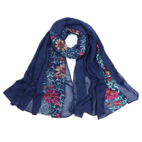 Women Floral Ethnic Embroidery Printing Scarf