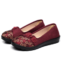 Women Flower Cloth Shoes Casual Soft Flat Loafers