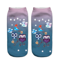 Women Harajuku 3d Owl Animal Print Socks Good Stretch Breathable Low Cut Ankle Socks