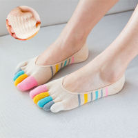 Women Ladies Five Toes Colorful Boat Sock Breathable Anti Skid Invisibility Socks Comfortable
