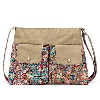 Women Large Capacity Canvas National Printing Crossbody Bag
