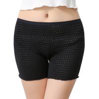 Women Leaves Trim Mid Waist Hollow Out Breathable Anti Exposure Boyshort Panties