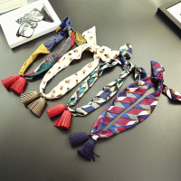 Women Pendants All Match Small Scarf Chiffon Sat Korean Style Tassel Decoration Necklace Scarves