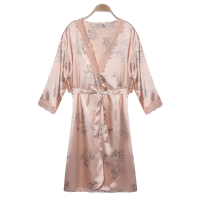 Women Pink Silk Strap Nightgown Lingerie