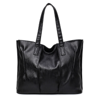 Women Pu Leather Tote Handbags Simple Shoulder Bags Capacity Shopping Bags