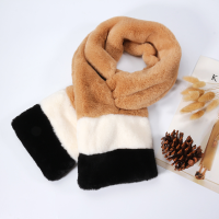 Women Rex Rabbit Plush Velvet Patchwork Warm Elegant Collar Scarve