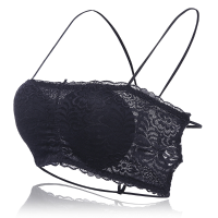 Women Sexy Comfy Lace Trim Backless Flower Lace Embroidery Wrapped Chest Bra