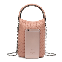 Women Weave Phone Handbags Mini Shoulder Bags Chain Bucket Crossbody Bags