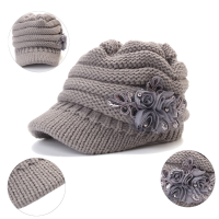 Women Winter Warm Woolen Yarn Flower Hat Outdoor Windproof Good Elastic Hat