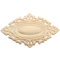 Wood Carving Applique Unpainted Flower Applique Furniture Cabinet Onlay Decoration 25x15cm