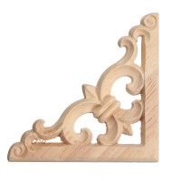 Wood Carving Applique Unpainted Flower Applique Wood Carving Corner Decal 8x8cm