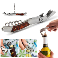 Wood Handle Stainless Corkscrew Double Hinge Wine Bottle Opener