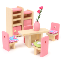 Wooden Doll Set Children Toys Miniature House Family Furniture Kit Accessories
