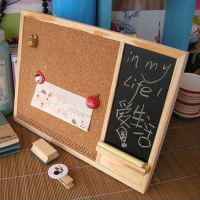 Wooden Framed Cork Pin Notice Memo Board 280mm*22mm For Office Home Kitchen