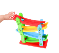 Wooden Ladder Flying Car Wood Slot Track Car Slide Model Toys For Kids Children Christmas Gift