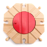 Wooden Train Track Set Circular Turntable Educational Toys