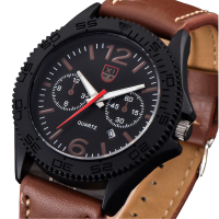 Xinew 2168 Fashion Men Quartz Watch Leather Strap Sport Wrist Watch