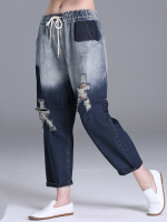 Xl 5xl Casual Women Hole Denim Pants