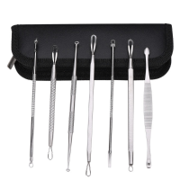 Y.F.M® 7pcs Stainless Steel Blackhead Extractor Whitehead Acne Pimple Remover Tool Set Kit Facial Care