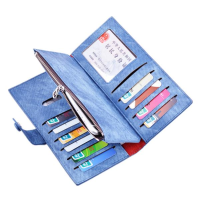 Ya Mei Multi Functional Denim Pattern Pu Zipper Wallet Bag Case Cover For 5.0 Inch Smartphone