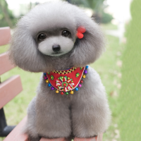 Yani Pc1 Pet Ethnic Style Bell Collar Colorful Cute Pet Dog Fashion Collar Cotton Dog Grooming