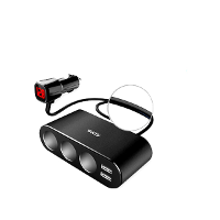 YANTU B08 2USB Port 3 Way Car Cigarette Lighter Socket Splitter DC 12~24V Car Charger