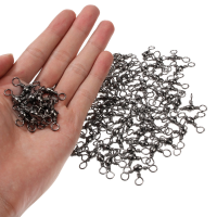 Zanlure 100 Pcs 3 Way Barrel Swivels Solid Rig Rings Fishing Lures Connector Tackle