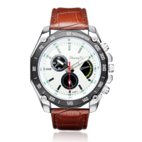 Zhongyi Military Black White Pu Leather Big Dial Men Wrist Watch