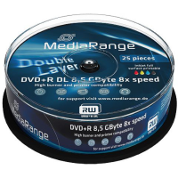 MediaRange DVD+R DL 8,5 GB 8x, 25 stuks, bedrukbaar