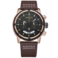 Megir 2047 Top Brand Male Multifunction Chronograph Luminous Fashion Casual Men Quartz Watch