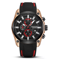 MEGIR Heren Chronograaf Quartz Horloge met Datum Luminous Wijzers,Sport Polshorloge Siliconen Band Waterdicht Horloge