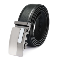 Men Automatic Buckle Leather Business Black Belt