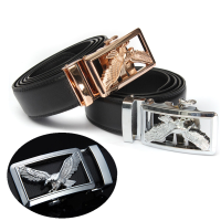 Men Eagle Pattern Second Floor Cowhide Belt Automatic Buckle Business Strap