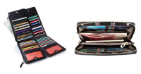 Men Long Zipper Cowhide Wallet Big Capacity Card Holder