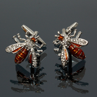 Men Male Silver Bee Crystal Pattern Cufflinks Wedding Gift Suit Shirt Accessories