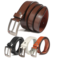 Men Peritoneal Second Layer Leather Belt Vintage Pin Buckle Trousers Strip Length Randomly