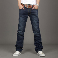 Men's Straight Jeans Blue Faded Jeans Waterstreak Denim Pants