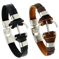 Men's Vintage Zinc Alloy Anchor Woven Leather Cuff Bracelets