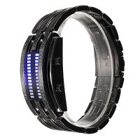 Men Women Black Silver Stainless Steel Date Digital Led Sport Watch