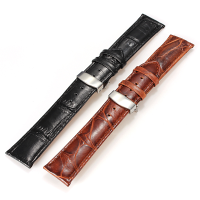 Men Women Leather Watch Strap Band Stainless Fold Buckle Clasp 18 24mm