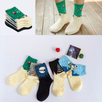 Men Women Socks Cute Christmas Tree Deer Cartoon Sox Cotton Long Hosiery
