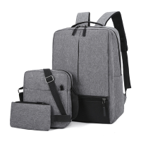 Menico 3 Pcs Heren Oxford Doek Zakelijk Casual Grote Capaciteit USB Opladen Clutch Bag Crossbody Bag Rugzak