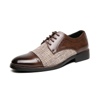Heren Bullock Puntige Teen Splicing Lace Up Business Dress Shoes