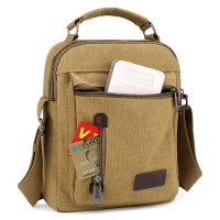 Menico Heren Canvas Casual Effen Kleur Crossbody Tas Grote Capaciteit Multi compartiment Schouder Crossbody Tas
