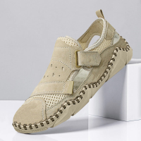 Menico heren casual zakelijke uitgeholde handgemaakte sandalen met haaklus
